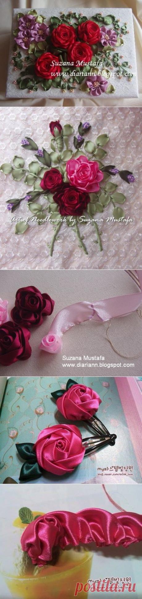 (+1) тема - Вышивка лентами. 3 мастер-класса | РУКОДЕЛИЕ