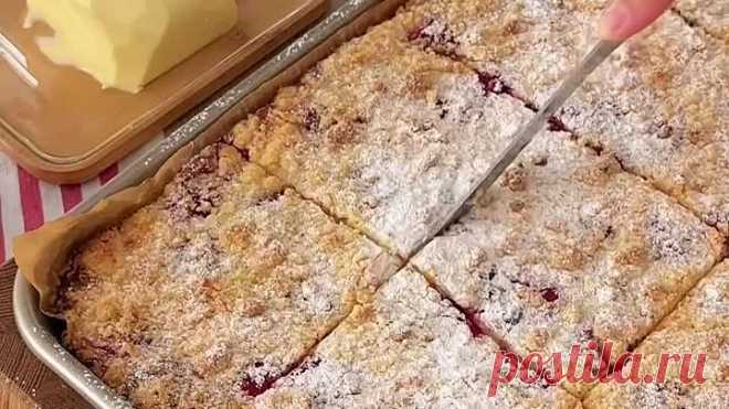 🥧 Насыпной пирог с малиной