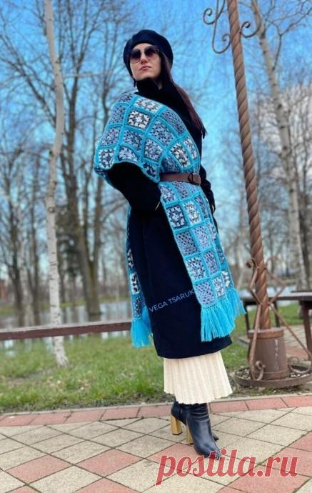 Палантин БИРЮЗОВАЯ МОЗАИКА