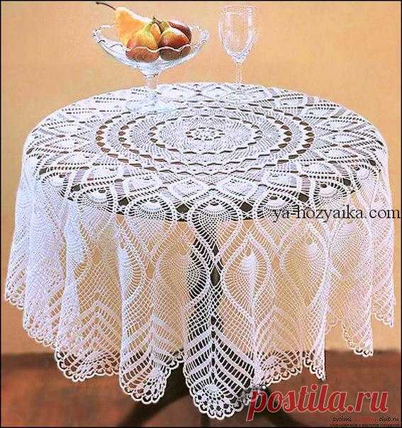 Скатерть на круглый стол крючком. Круглые ажурные скатерти крючком схемы