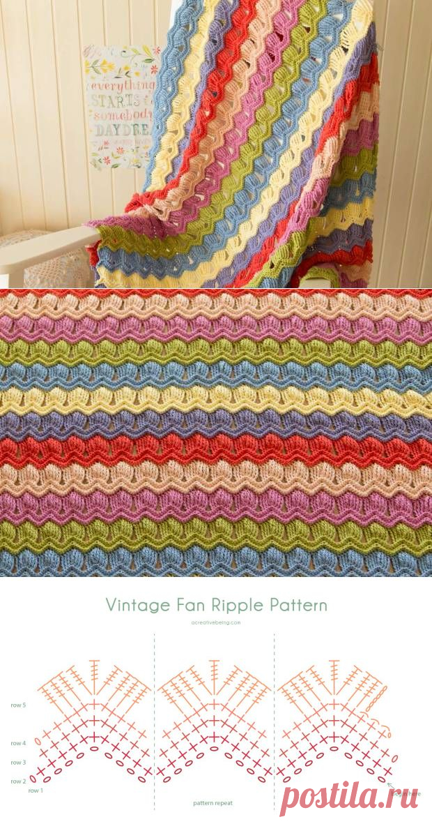 Ажурный плед "Зигзаг" крючком