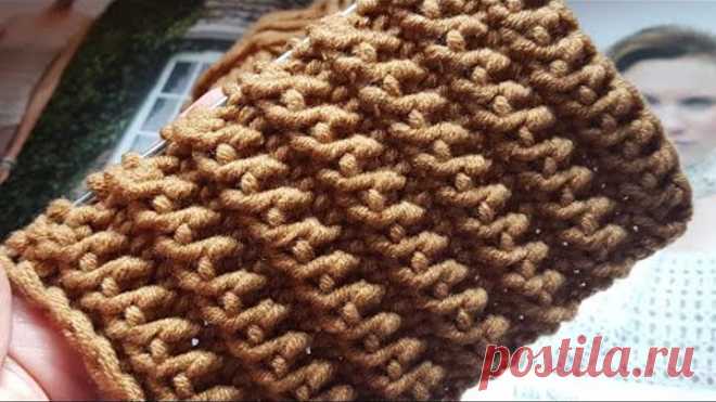 Потрясающей красоты рельефная резинка спицами 👸 knitting pattern.