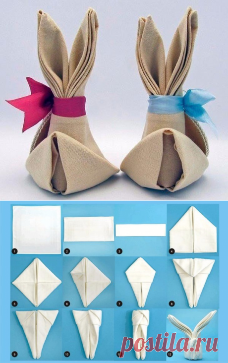Зайчик из салфетки за минуту