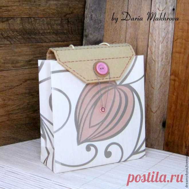 Подарочная упаковка. Бумажный пакет с крышкой | Варварушка-Рукодельница
