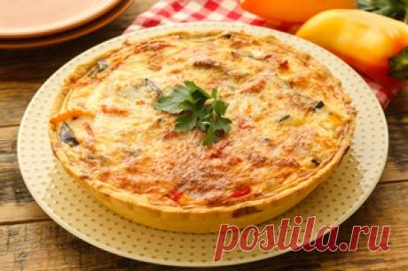 Киш с баклажанами и перцем за 100 минут - рецепт несладкой выпечки от Простоквашино