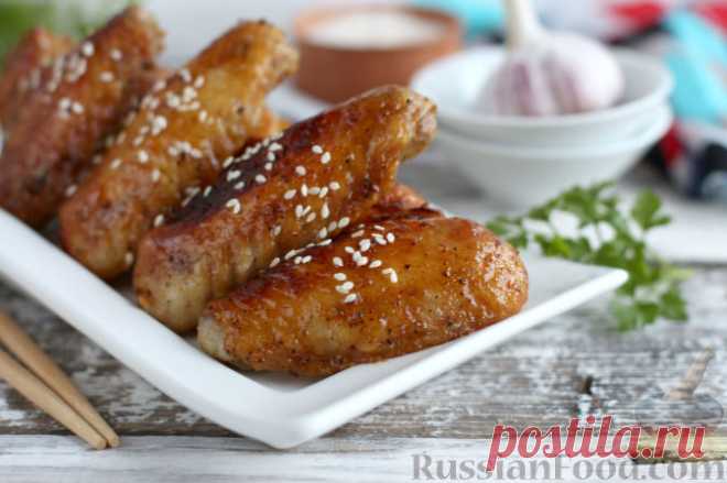 Рецепт: Глазированные куриные крылышки по-азиатски на RussianFood.com