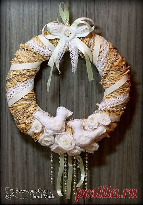Новогодний венок с птичками а-ля винтаж - Ярмарка Мастеров - ручная работа, handmade