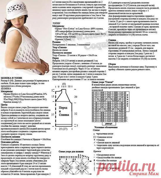 Белый топ спицами ажурным узором - Вязание - Страна Мам