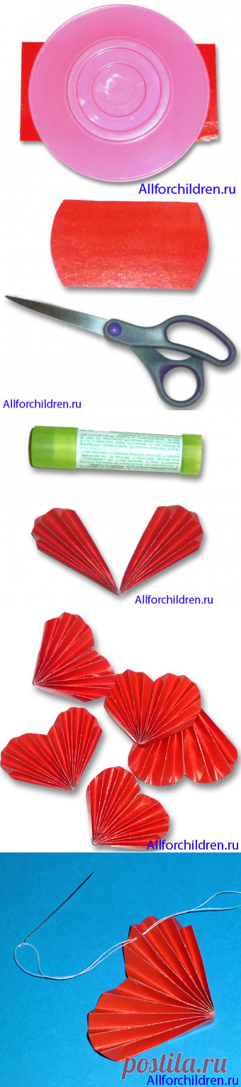 Поделки из бумажных гармошек (гофрировка). Сердечки