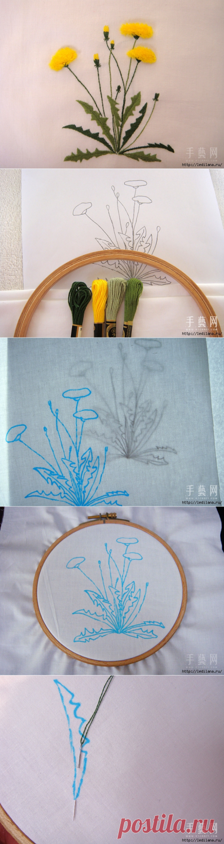 Вышивка - нежные одуванчики! Просто и изысканно