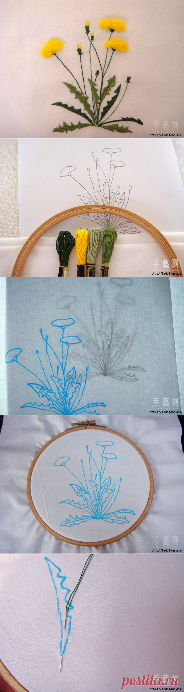 Вышивка - нежные одуванчики! Просто и изысканно