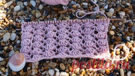 Узор «Ракушки в сетке» спицами