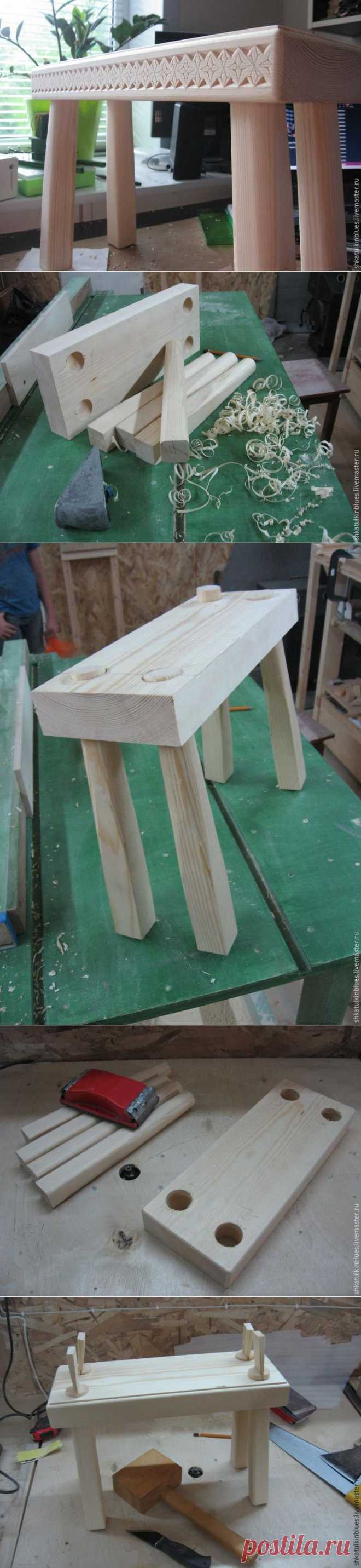 Изготовление деревянной лавочки без гвоздей и клея