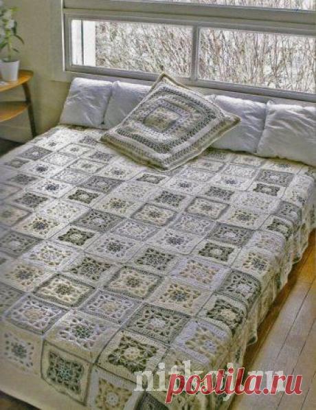 Вязаный плед и подушка крючком » Ниткой - вязаные вещи для вашего дома, вязание крючком, вязание спицами, схемы вязания