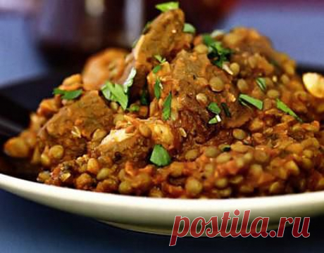 Рецепт как приготовить вкусно Тушеную баранину с чечевицей