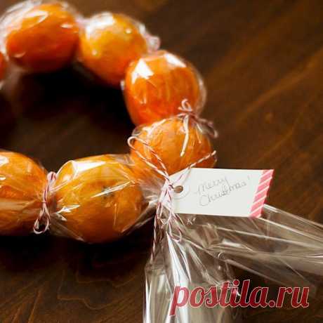 Рождественский венок из мандаринов. Идея подарка