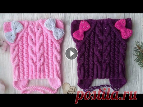 Шапка для девочки. КотоШапка. Шапка с ушками. #вязанаяшапка #маринакурцова #шапкаспицамиЕсли Вы что- то вязали по моему мк, то не забудьте отметить фото Вашей работы моим хештегом)))#маринакурцова...
