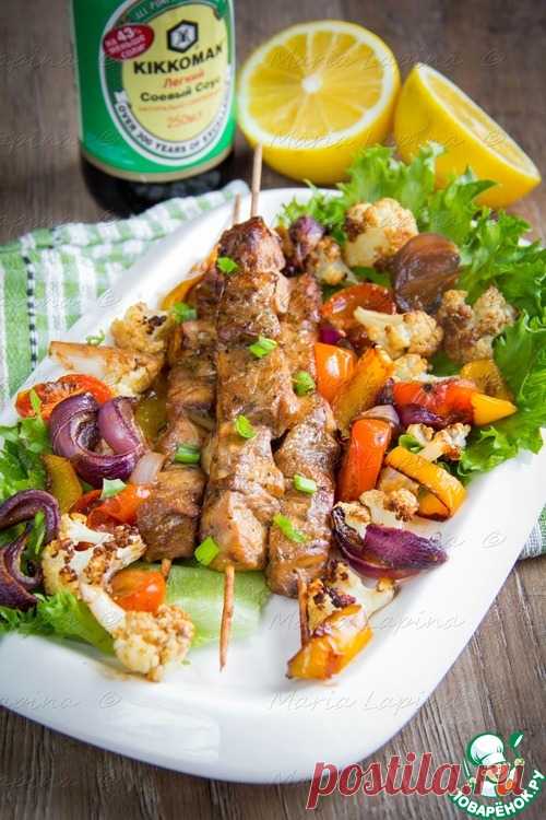 Рыбные шашлычки с овощами - кулинарный рецепт
