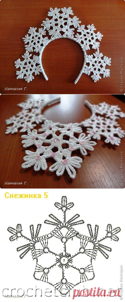 корона из снежинок крючком