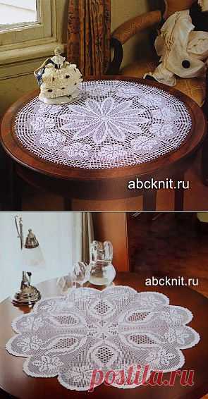 Две красивые салфетки | Вязание спицами и крючком &#8211; Азбука вязания