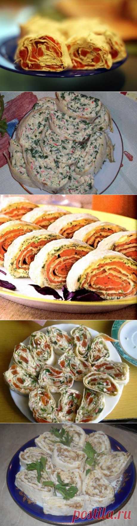 Рулеты вкусные из лаваша с начинкой