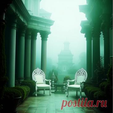 ДВА КРЕСЛА на БАЛКОНЕ. Иллюстрация к мистико-фантастическому рассказу АРИА-МИ-ЭЛЬ (нейросеть Кандинский 3.1).