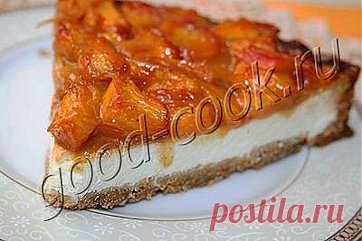 Хорошая кухня - пирог из печенья с творогом и персиками. Кулинарная книга рецептов. Салаты, выпечка.