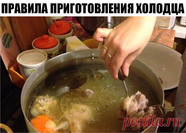 15 правил приготовления холодца

Холодец (студень) - традиционное русское блюдо, которое представляет собой застывший бульон с кусочками мяса. В отличие от заливного, для холодца не требуется никаких желеобразующих веществ.
Чтобы холодец получился на славу и доставил удовольствие вашим домашним и гостям, достаточно знать некоторые тонкости и секреты его приготовления:

1. Холодец может быть приготовлен из одного вида мяса (свинины, говядины, птицы) или из сочетания несколь...