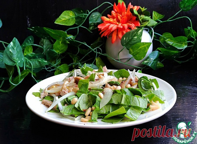 Салат со шпинатом, курицей и грибами Кулинарный рецепт