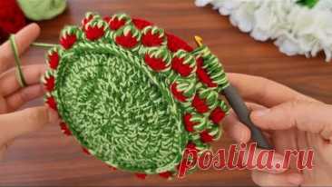 3D⚡💯Wow Amazing💯👌 Step by step crochet strawberry basket.Adım adım çilek sepeti tığ işi.Make and sel