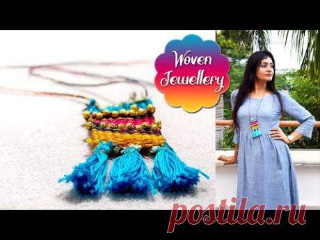 Woven Necklace Making at Home | DIY Jewellery Making Ideas | New Craft Ideas