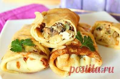 Блины с курицей и грибами | Вкус жизни