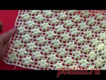 Punto N° 49 tejido a crochet: Punto FLOR JAZMÍN paso a paso para aplicar en mantitas, chalecos