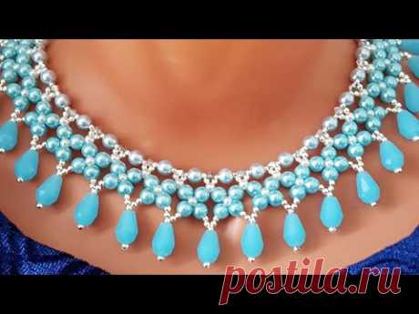 Beaded necklace/Pearl necklace/Жемчужное ожерелье/Жемчужное колье/Колье из бусин@Sonysree Creations