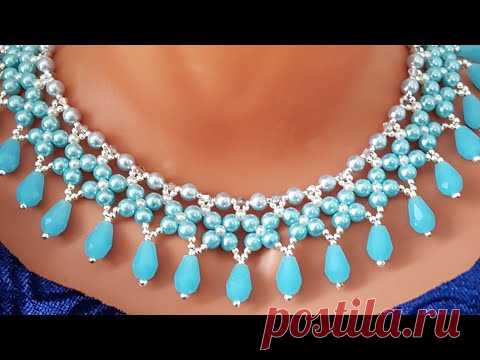Beaded necklace/Pearl necklace/Жемчужное ожерелье/Жемчужное колье/Колье из бусин@Sonysree Creations