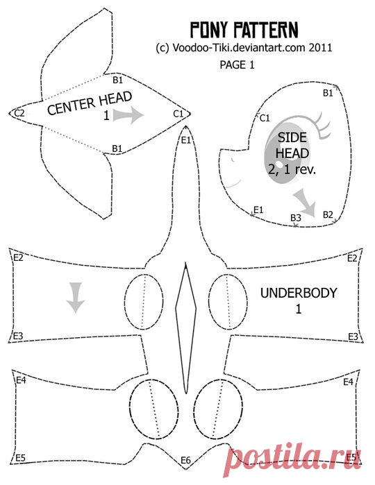 Пони, выкройка. Герой мультика "Мой маленький пони"