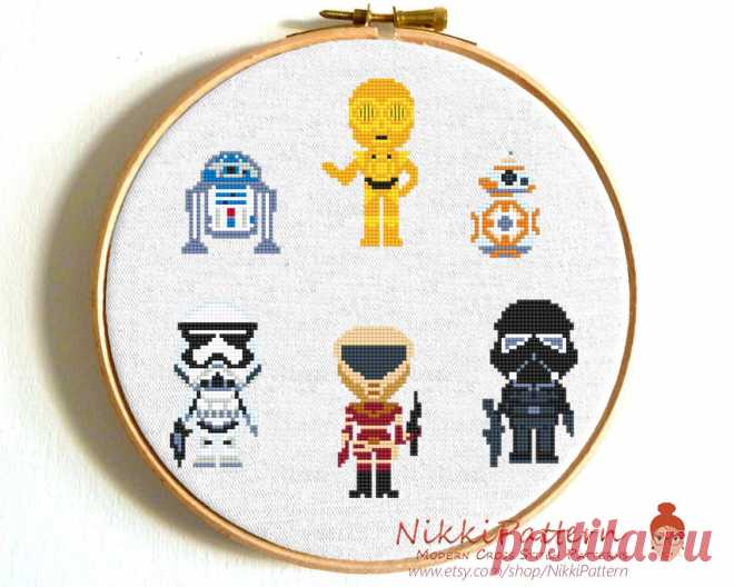Star Wars fan art Cross Stitch pattern Set Inspired by R2D2 | Etsy