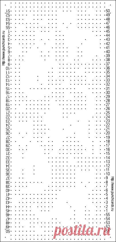 Просмотр рисунка перфокарты с раппортом 24 петли, пересчёт на две фонтуры, печать перфокарты