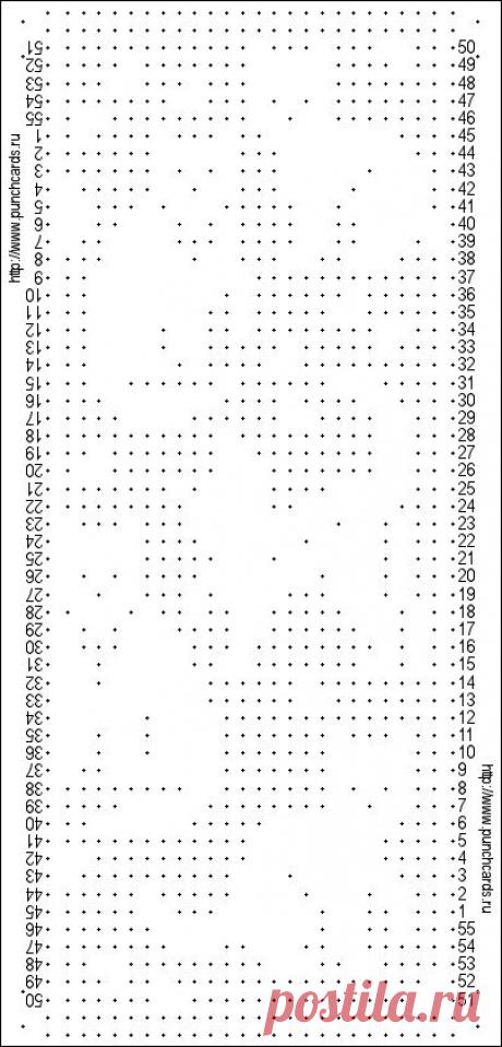 Просмотр рисунка перфокарты с раппортом 24 петли, пересчёт на две фонтуры, печать перфокарты