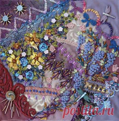 Сочетание техники «крейзи квилт» и вышивки в потрясающих работах мастеров - Ярмарка Мастеров - ручная работа, handmade