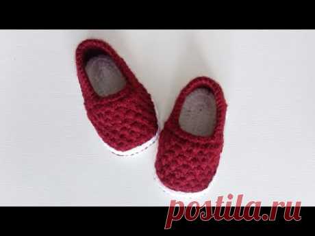 ПИНЕТКИ МОКАСИНЫ "ЯГОДКИ" ДЛЯ НОВОРОЖДЕННЫХ/РАЗМЕР ПОДОШВЫ 9,5 СМ/BOOTIES/CROCHET