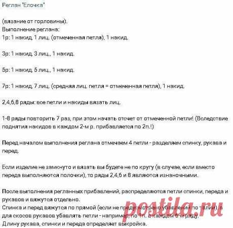 ​Вязание реглана "Ёлочка" спицами