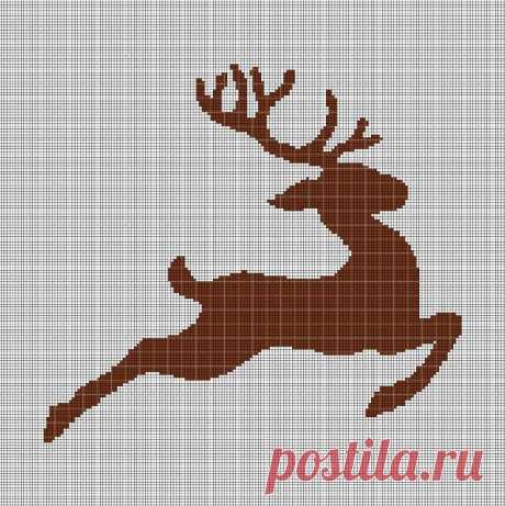 Схема вышивки крестом Силуэт оленя в pdf