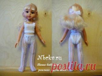 Нарядные колготки для куклы. Вязание крючком.