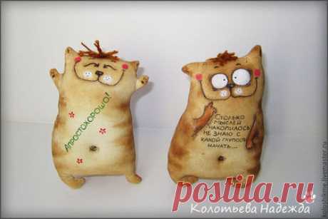 Купить Коты шкодные - коричневый, коты, позитив, примитив, примитивы, кот, кофе, кофейный