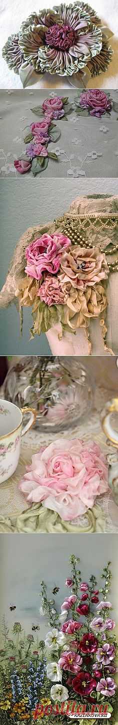 ruched flower via flickr | FLOWERS: other crafts