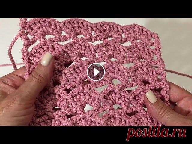 Как связать Узор  "Ракушка" крючком | Soft Decor - Татьяна Чакур Узор крючком "Ракушка" | Вяжем крючком из шнура Узор Ракушка связан из полиэфирного шнура крючком. Таким узором можно связать авоську, сумку...
