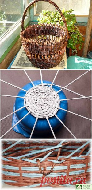 Корзинка из газетных трубочек — Рукоделие