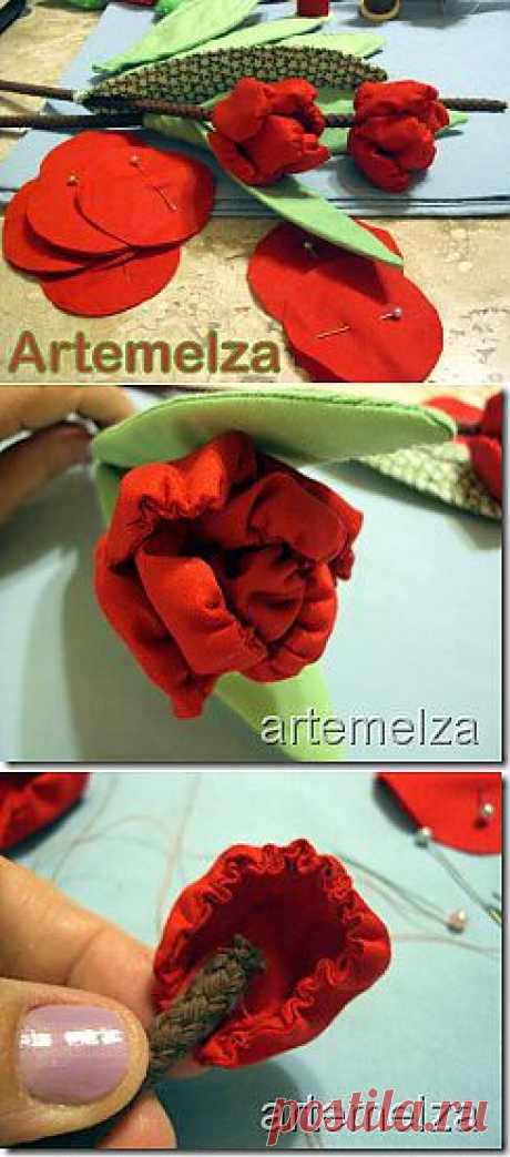 ARTEMELZA - Arte e Artesanato: Fuxico - tulipa franzida | Yo-yo - ruffled tulip.