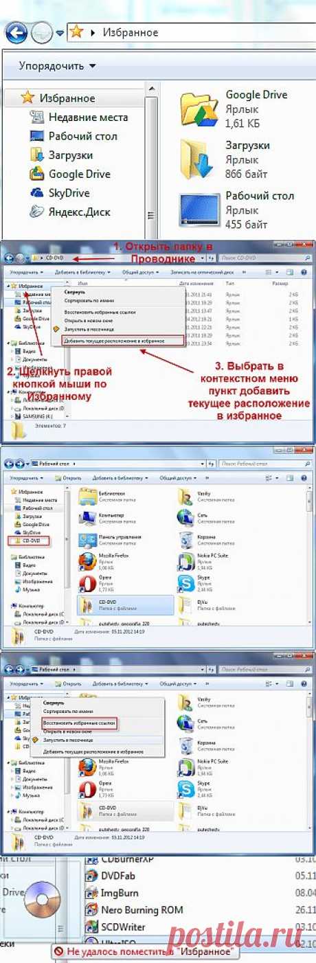 Добавление папок и файлов в Избранное в Windows 7 | Интернет и программы для всех | vellisa.ru